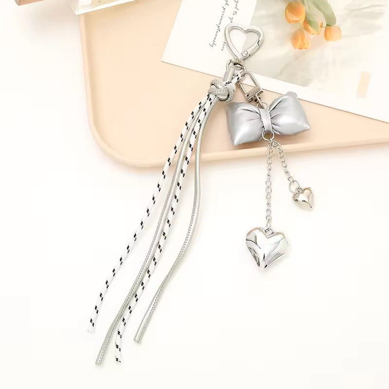 Charming Heart and Bow Bag Charm