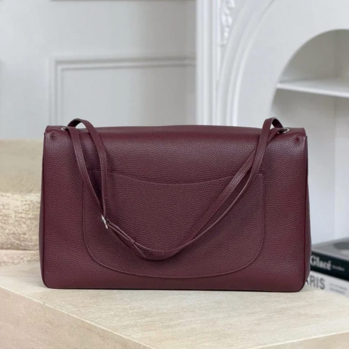 ARTEMIS FLAP BAG MEDIUM IN BURGUNDY (34cm)