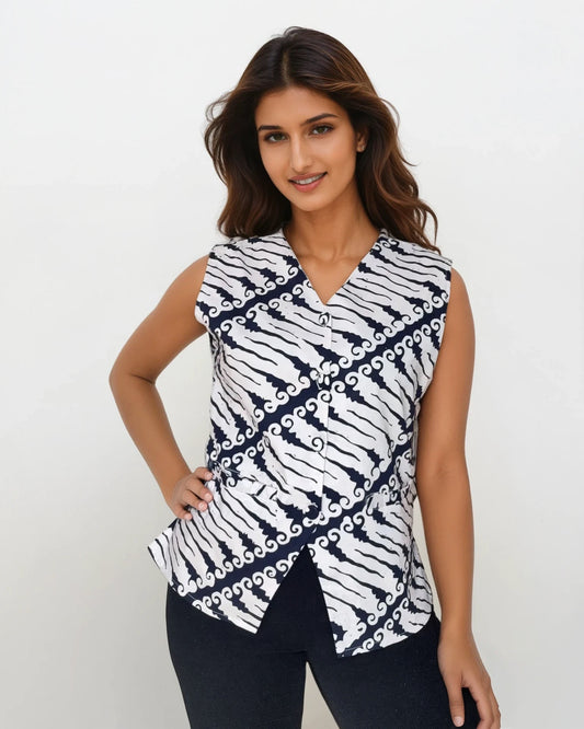 AJENG Waistcoat Top (BLUE)